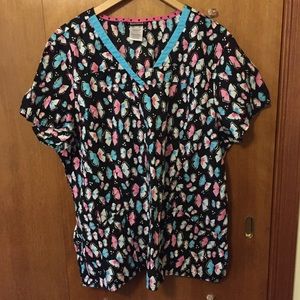 Scrub top with butterflies 3XL